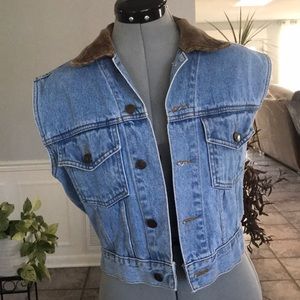 Rafaella blue denim vest with corduroy neck Sz s